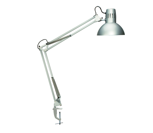 Bureaulamp MAUL Study met tafelklem incl.LED E27 lamp zilver