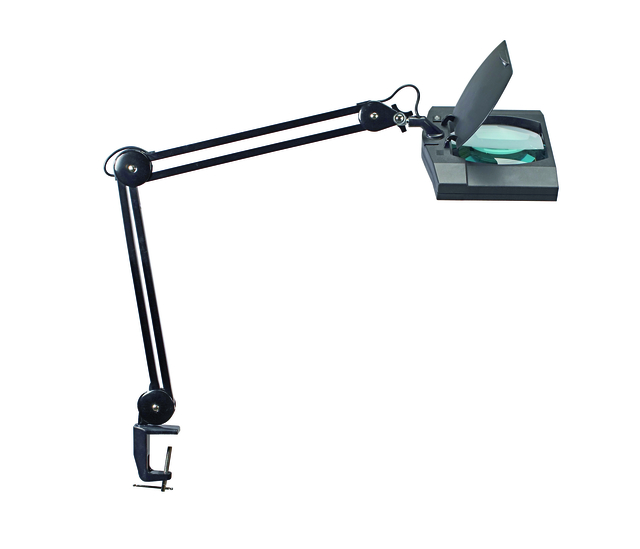 Loeplamp MAUL Vitrum LED met tafelklem lens 307 cm2 zwart