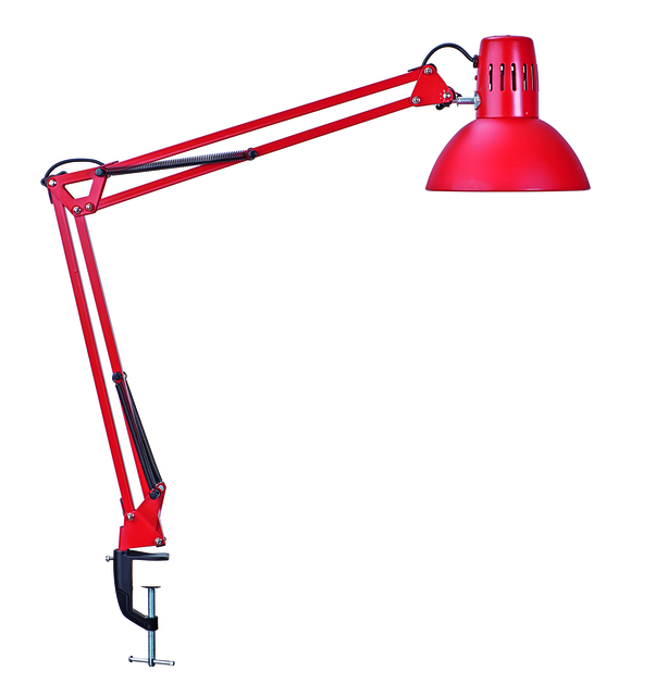 Bureaulamp MAUL Study met tafelklem excl.LED E27 lamp rood