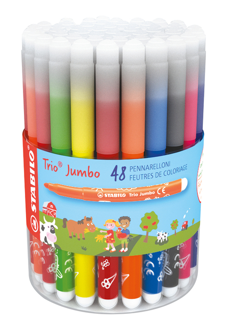 Viltstift STABILO Trio Jumbo 380 XL assorti classpack à 48 stuks
