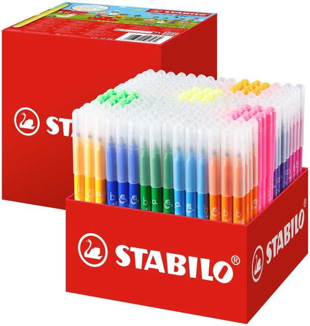 Viltstift STABILO Trio A-Z 378 fijn assorti classpack à 240 stuks