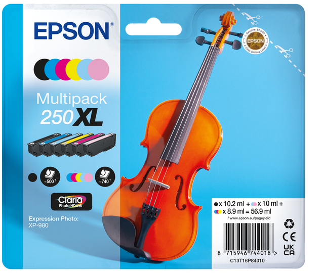 Inktcartridge Epson 250XL T16P84 zwart + 5 kleuren