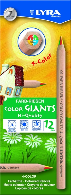 Kleurpotlood LYRA Color Giants Nature vierkleurig set à 12 stuks