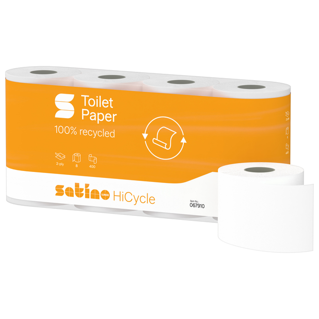 Toiletpapier Satino MT1 HiCycle 2-laags 8×400 vel wit 067910