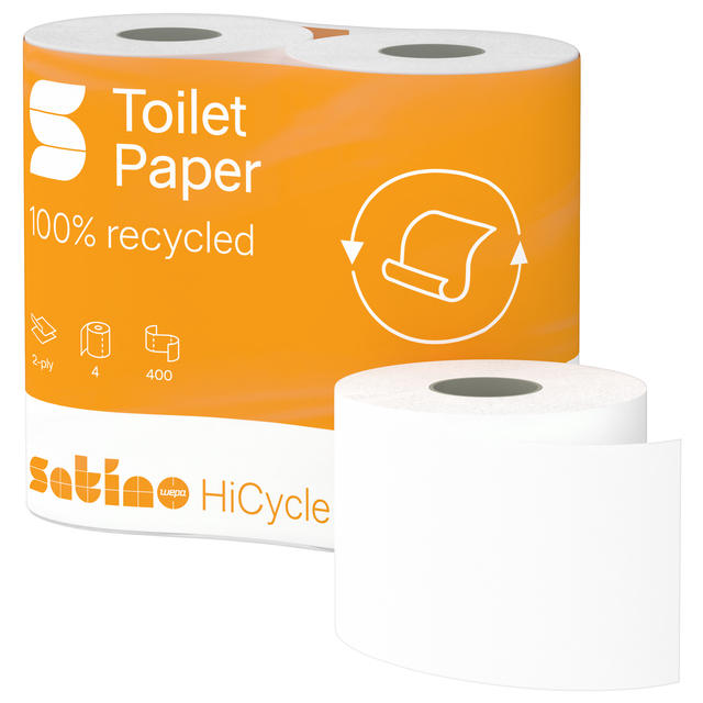 Toiletpapier Satino MT1 HiCycle 2-laags 4×400 vel wit 067900