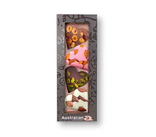Chocolade Australian hartjes doos 4 stuks