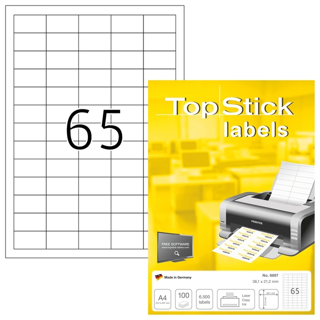 Etiket TopStick 8697 38×21.2mm wit 6500 stuks
