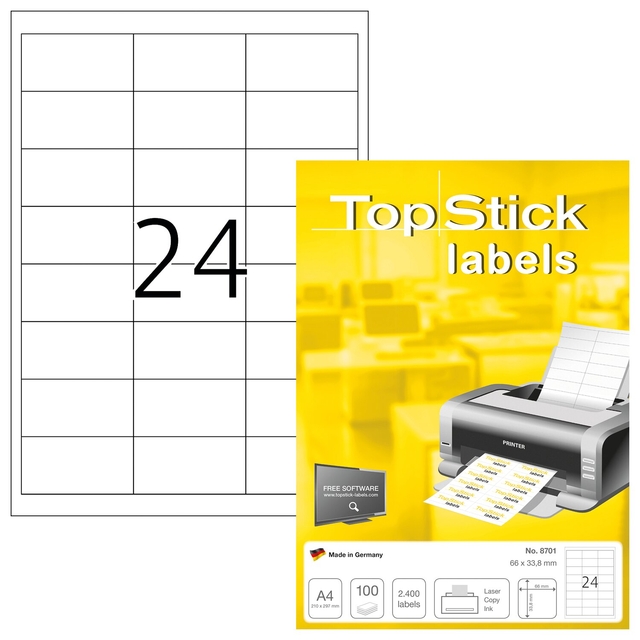 Etiket TopStick 8701 66×33.8mm wit 2400 stuks