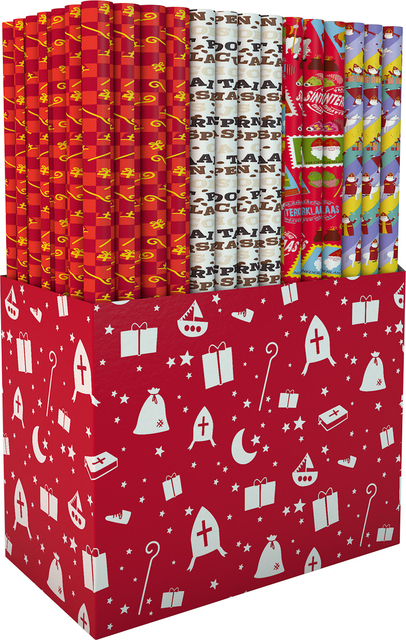 Inpakpapier Sint 46.5x250cm assorti