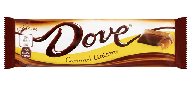 Chocolade Dove liaison caramel reep 50gr