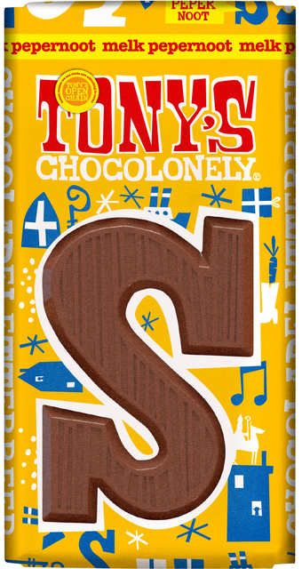 Chocoladeletter Tony’s Chocolonely S melk pepernoot 90 gram