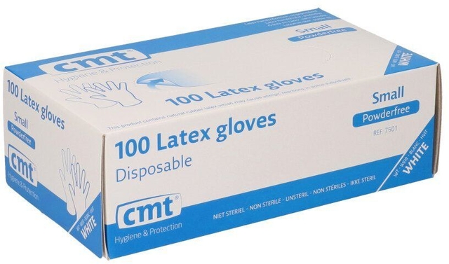 Handschoen CMT S latex poedervrij wit 100 stuks