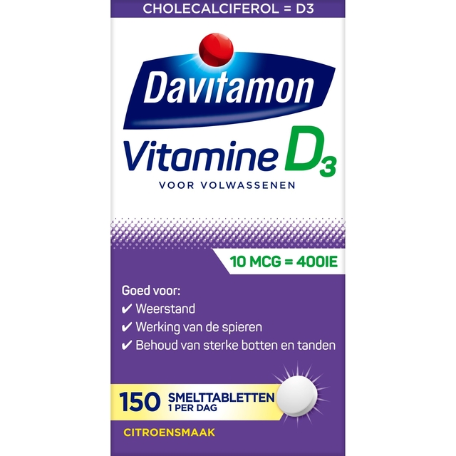 Vitamine D Davitamon volwassenen smelttablet 150 stuks