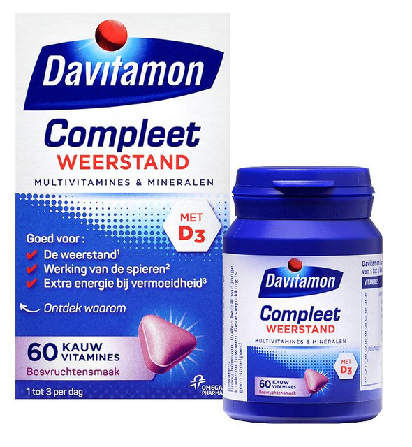 Multi-vitamine Davitamon Compleet kauwtablet bosvruchten 60 stuks