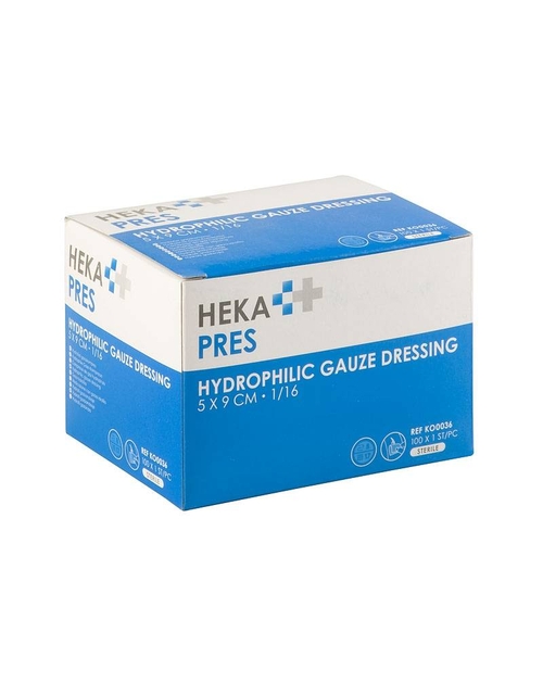 Kompres Hekapres hydrofiel 5×8,5cm steriel