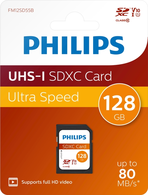Geheugenkaart Philips Ultra Speed SDXC Class 10 UHS-I U1 128GB