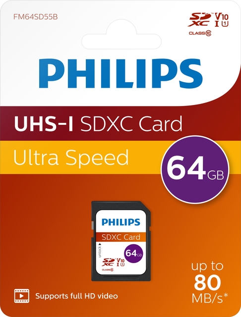 Geheugenkaart Philips Ultra Speed SDXC Class 10 UHS-I U1 64GB