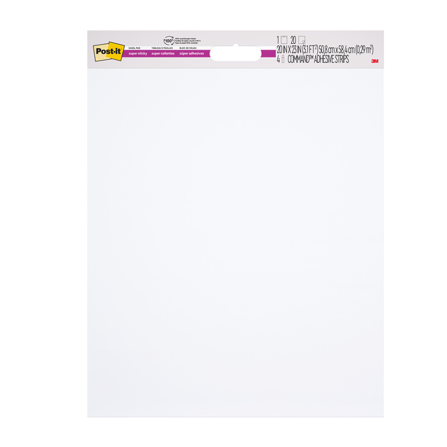Meeting chart Post-it 566 Super Sticky 50.8×58.4cm wit incl Command bevestigingsstrip 2 stuks