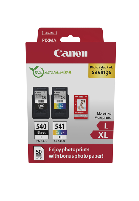 Inktcartridge Canon PG-540L CL-541XL zw+kl+papier
