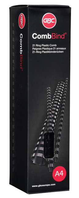 Bindrug GBC 10mm 21rings A4 zwart 100 stuks