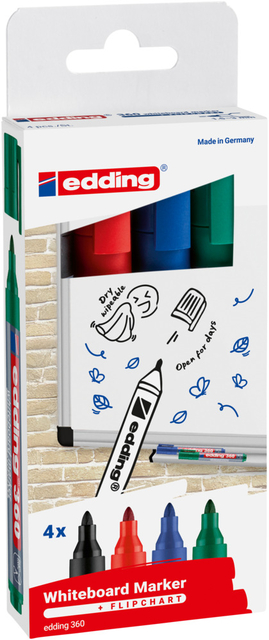 Whiteboardmarker edding 360 rond 1.5-3mm assorti 4 stuks