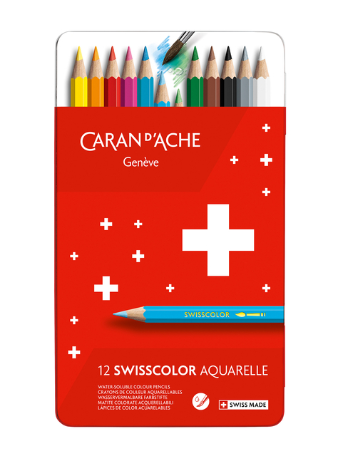 Kleurpotloden Caran d’Ache Swisscolor aquarel 12 stuks assorti