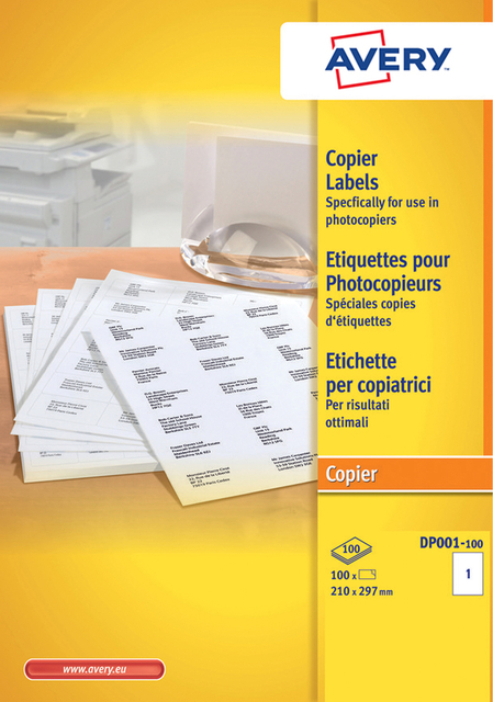 Etiket Avery DP001 210×297 wit 100 etiketten