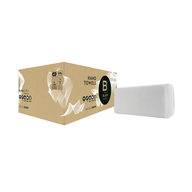 Handdoek BlackSatino PT30 Original v-vouw 2-laags 250x230mm 15×214 vel wit 274570