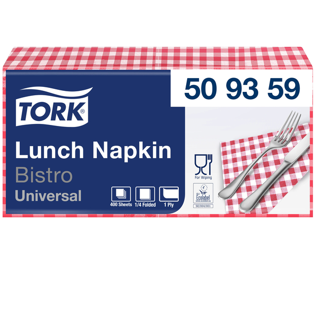 Lunchservet Tork Universal 1/4 vouw 1-laags 328x325mm 400 vel bistro 509359