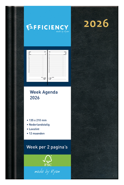 Agenda 2026 Ryam Efficiency Baladek 7dagen/2pagina’s zwart