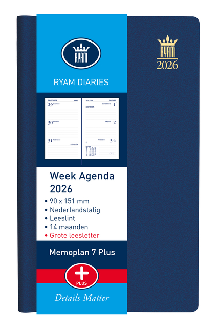 Agenda 2026 Ryam Memoplan 7 Plus Mundior 7dagen/2pagina’s assorti