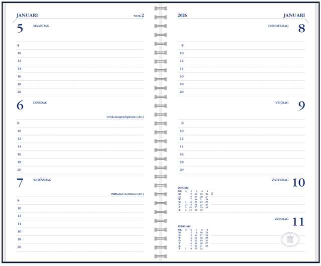 Agendavulling 2026 Ryam Memoplan 7 7dagen/2pagina’s wit