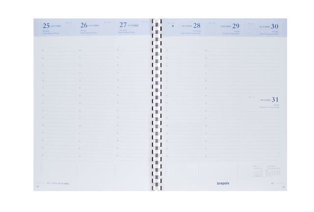 Agendavulling 2026 Brepols Timing 7dagen/2pagina’s spiraal wit