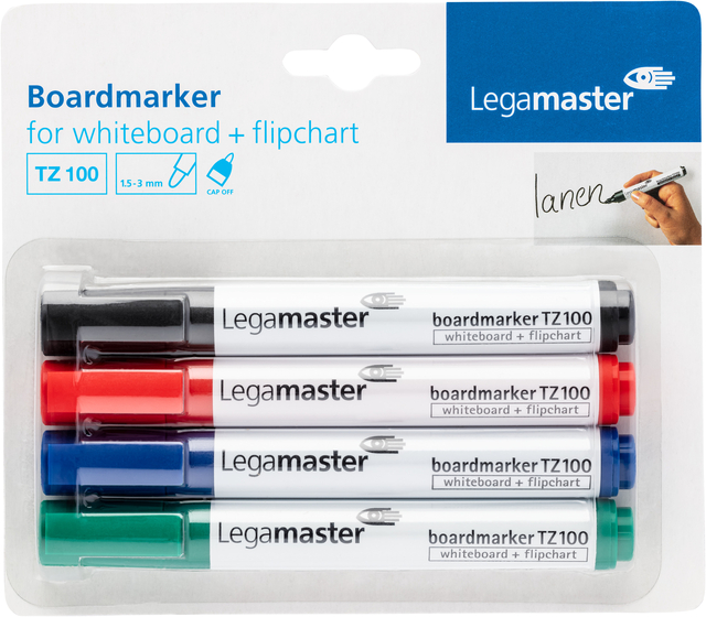 Whiteboardmarker Legamaster TZ 100 rond 1.5-3mm assorti blister à 4 stuks