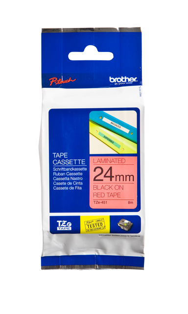 Labeltape Brother P-touch TZe-451 standaard 24mm zwart op rood