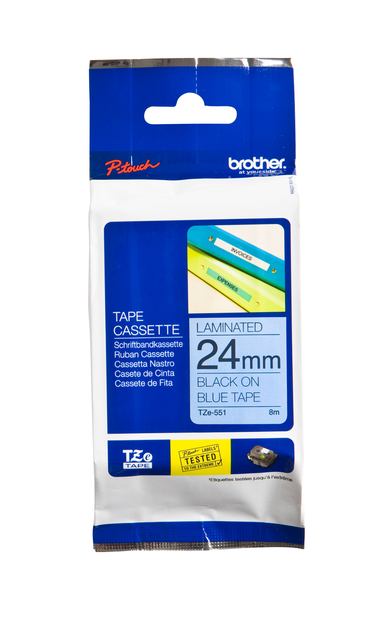 Labeltape Brother P-touch TZe-551 standaard 24mm zwart op blauw