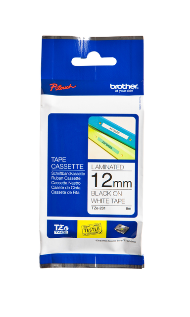 Labeltape Brother P-touch TZe-231 standaard 12mm zwart op wit