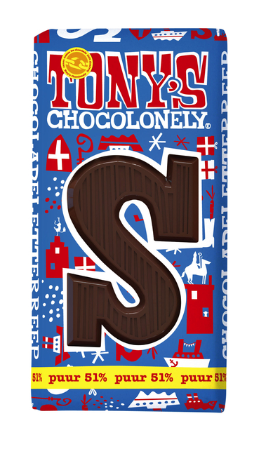 Chocoladeletter Tony’s Chocolonely puur S 180gr