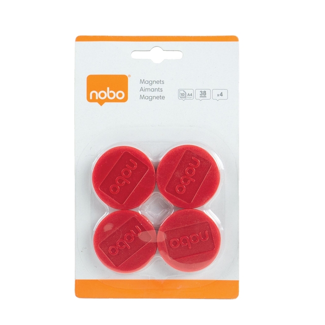 Magneet Nobo 38mm rood 4 stuks