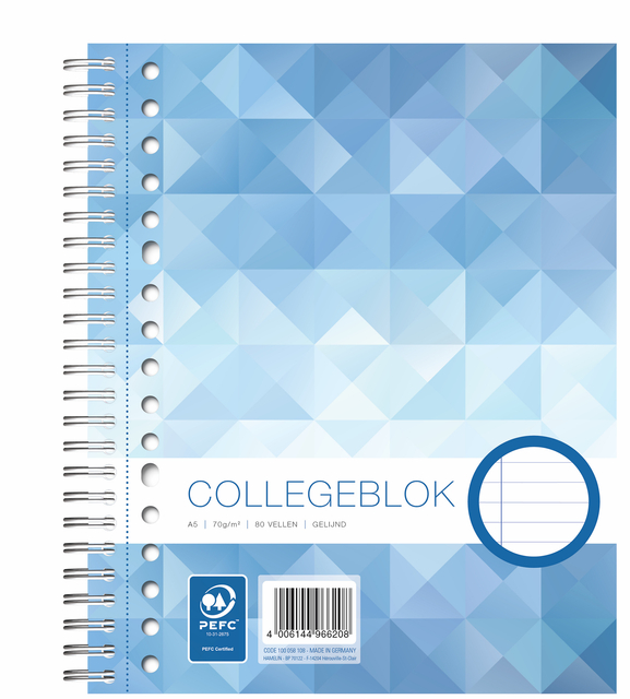 Collegeblok WORK A5 lijn 17-gaats 80vel 70gr