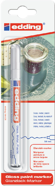 Viltstift Edding 780 lakmarker rond 0.8mm wit blister à 1 stuk