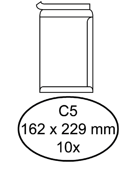 Envelop Quantore akte C5 162x229mm zelfklevend wit 10stuks