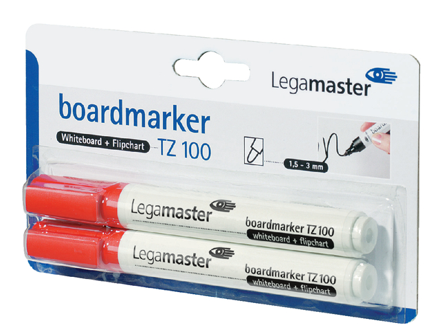 Whiteboardmarker Legamaster TZ 100 rond 1.5-3mm rood blister à 2 stuks